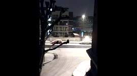 Snow falls over north London