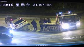 Driver blinded by headlights flattens road barrier in China