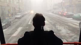 Heavy snowing in Prague