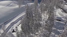 Spectacular drone footage of thick snow in northern Italy