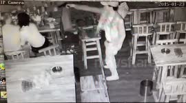 Shocking moment gun-toting trio attack pair with machetes and GRENADE - for talking to girlfriend