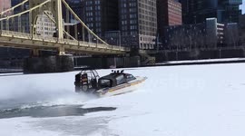 Pittsburgh river rescue boat breaks through frozen Allegheny River