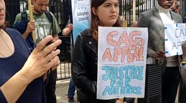 Students deliver passionate speeches outside Downing street and chanting, 'Get Gav gone'.