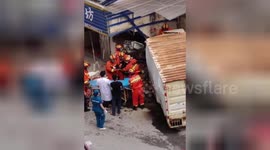 Out-of-control truck smashes into house in China