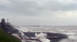 Watch as Storm Ellen batters into the Blackpool coast in unseasonably severe weather