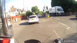 Driver changes lane straight into motorbike