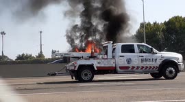 CAR FIRE HUMMER H3 FULLY ENGULFED IN FLAMES NORTHBOUND 405 @ BRISTOL