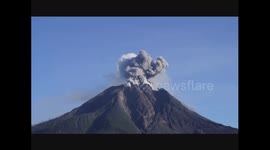 Mount Sinabung erupted releasing volcanic material