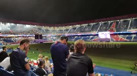 Bayern Munich scored  (part of a series of videos about the UEFA Champions League final, watching the live broadcast at Parc des Princes, Paris, after having hitchhiked for 200 km, getting offered a ticket on match day)