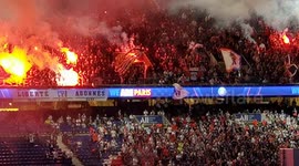 Flares set off in Parc des Princes as 5,000 PSG fans attend to watch Champions League final