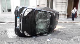 Police assess damage caused by PSG fans after their Champions League final defeat