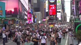 Hundreds protest in New York after police shoot unarmed black man in Wisconsin
