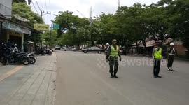 Police Stop People When Indonesia President Arcade Passing