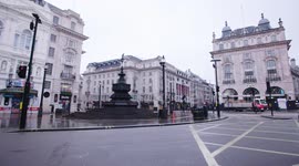 Piccadilly Circus in London deserted during coronavirus lockdown