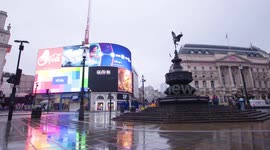 Piccadilly Circus in London deserted during coronavirus lockdown