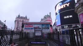 Piccadilly Circus in London deserted during coronavirus lockdown