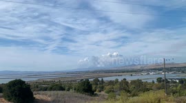 Timelapse of smoke rising from California's Hennessey Fire