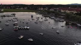 Sweden during Covid-19, Concert at a lake in Mora, hundreds of people watching from boats