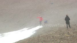 Beachgoers swept off feet as Storm Francis rolls into UK's south coast