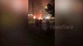 Fires burn during riots in Kenosha, Wisconsin
