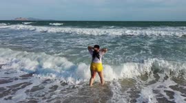 Woman bathing in Kino Bay