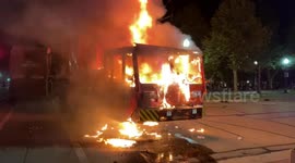 Newsflare Edit - Dump truck set ablaze during protests in Kenosha