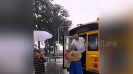 Scared children heard crying after kindergarten school bus collides with truck in eastern China