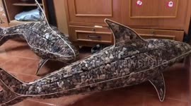 Out-of-work hotel porter now makes sculptures from ocean pollution to earn a living