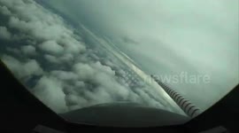 Aerial footage captures eye of Hurricane Laura