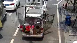 Minibus explodes while waiting at traffic lights in southern China