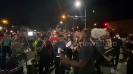 Angry Speech as Protesters Mobilize Back Towards the Courthouse in Kenosha