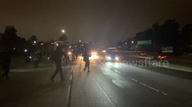 Protest on Oakland, California highway following shooting of Jacob Blake