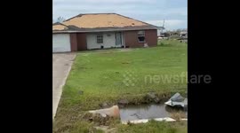 Severe damage caused by Hurricane Laura in Lake Charles, Louisiana