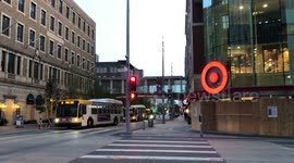Twin Cities Metro Transit Buses Fill Nicollet Avenue After Curfew in Minneapolis