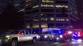 A Caravan of Officers Patrols Downtown Minneapolis After Curfew