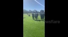 Police detain protester at National Day Of Action Education rally in Sydney