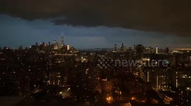 Timelapse captures moment New York City skyline is engulfed by thunderstorm