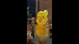 Baby Trump Outside the White House During DrownOutTrump protest.