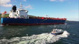 Drone Footage of Oil Tanker Ship & Pilot Vessel