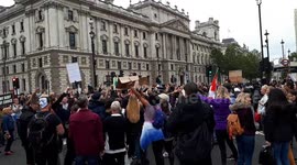 Anti-lockdown protesters try to remove police officer's mask