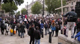 Anti mask protesters demonstrate outside Downing Street in London
