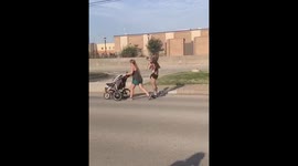 Lazy dog gets carried by owner on walk!