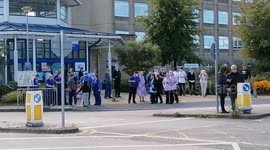 NHS Staff prepare for fly over at Warrington hospital