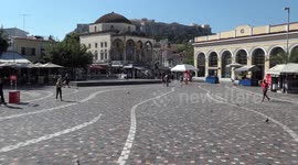 Athens, Greece - Monastiraki square duging the Covid-19 era