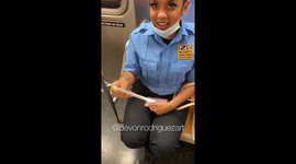 NYC artist sketches stranger on subway and gifts drawing to generate smiles amid pandemic