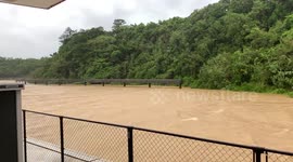 Typhoon Maysak floods river and heavy rains