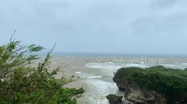 Typhoon Maysak hammering Okinawa Island, Japan