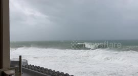 Rough seas as remnants of Typhoon Maysak pass over southern Japan