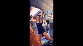 Friends Fell On Eachother While Climbing Sunroof Of The Party Bus