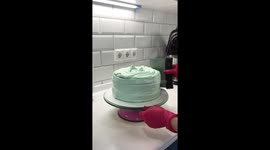Double tiered butterfly cake